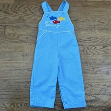 Vintage Vtg Toddler Boys Overalls Gone Fishing