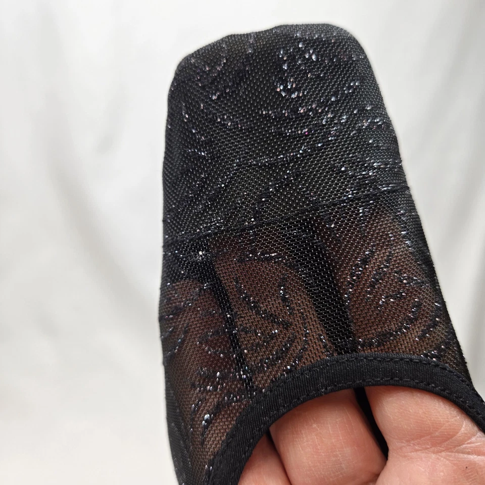 De colección Nina Negro Malla Brillante Cordón Mediano Puntera Cuadrada Talla 6M Tacón Bloque Foto 3 de 4