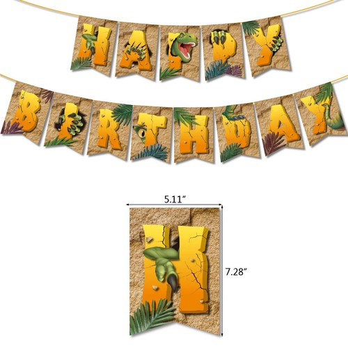 Dinosaur Theme Party Supplies Set Balloons Cake Toppers Banner Birthday Decor - Picture 5 of 5