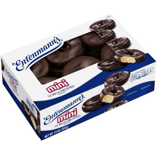 🟡 Neu Entenmann's Rich Chocolate Covered Mini Donuts Soft Baked Box 14oz