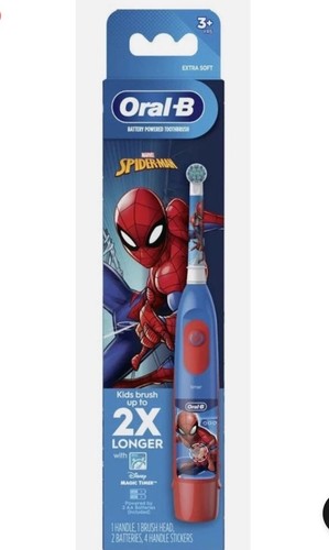 Oral B Spiderman Kids Battery Powered Toothbrush Extra Soft Bristles 3 Years+ - Picture 2 of 7
