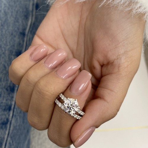 Diamond Ring Band Set Round VS1 F IGI Certified 2.6Ct lab created 14K White Gold - Picture 4 of 11