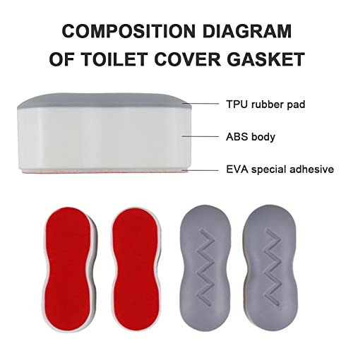 8pcs Toilet Seat Bumpers Kit, Toilet Seat Buffer, Toilet Lid Rubber Bumpers - Picture 8 of 8