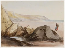 19th Century Watercolour - Figure on the Beach
