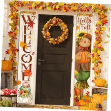 Hello Fall Porch Decor Welcome Hanging Banner Thanksgiving Autumn Harvest