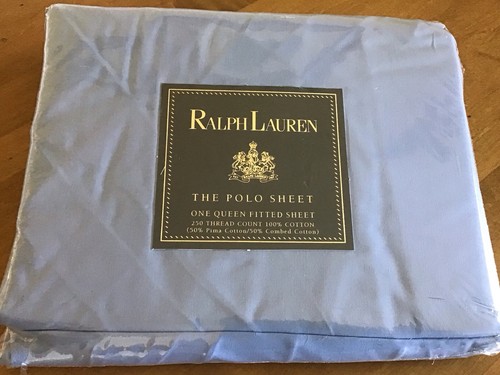 NEW Ralph Lauren Home Collection Premium Queen Fitted Sheet Harbor Blue