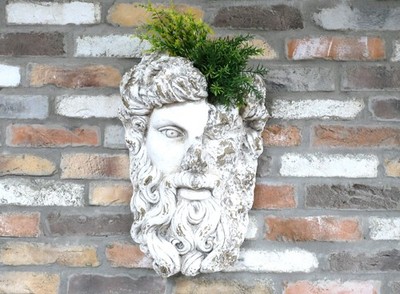 Grüner Mann Wand Pflanzgefäß Gesicht Garten Wandkunst Outdoor Harz Ornament Hängedeko