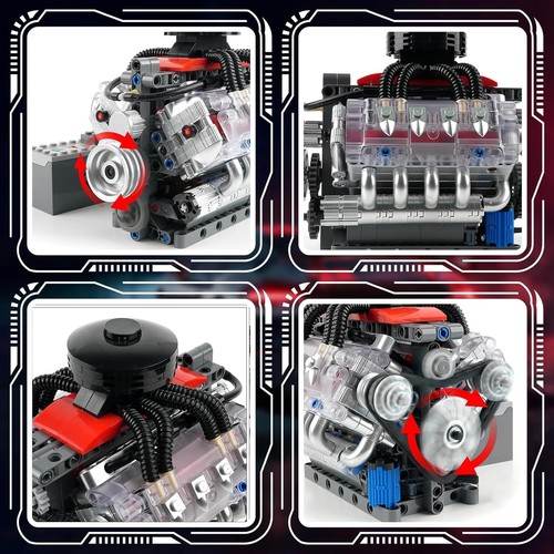 Kit Modelo Motor V8 487 piezas Construible Funcionamiento Motor Juguete STEM Regalo 10+ - Imagen 11 de 12