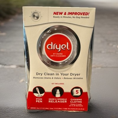 Dryel At-Home Dry Cleaner Kit Stain Pen Wrinkle Odor Spray + 5 Cleaning Cloths