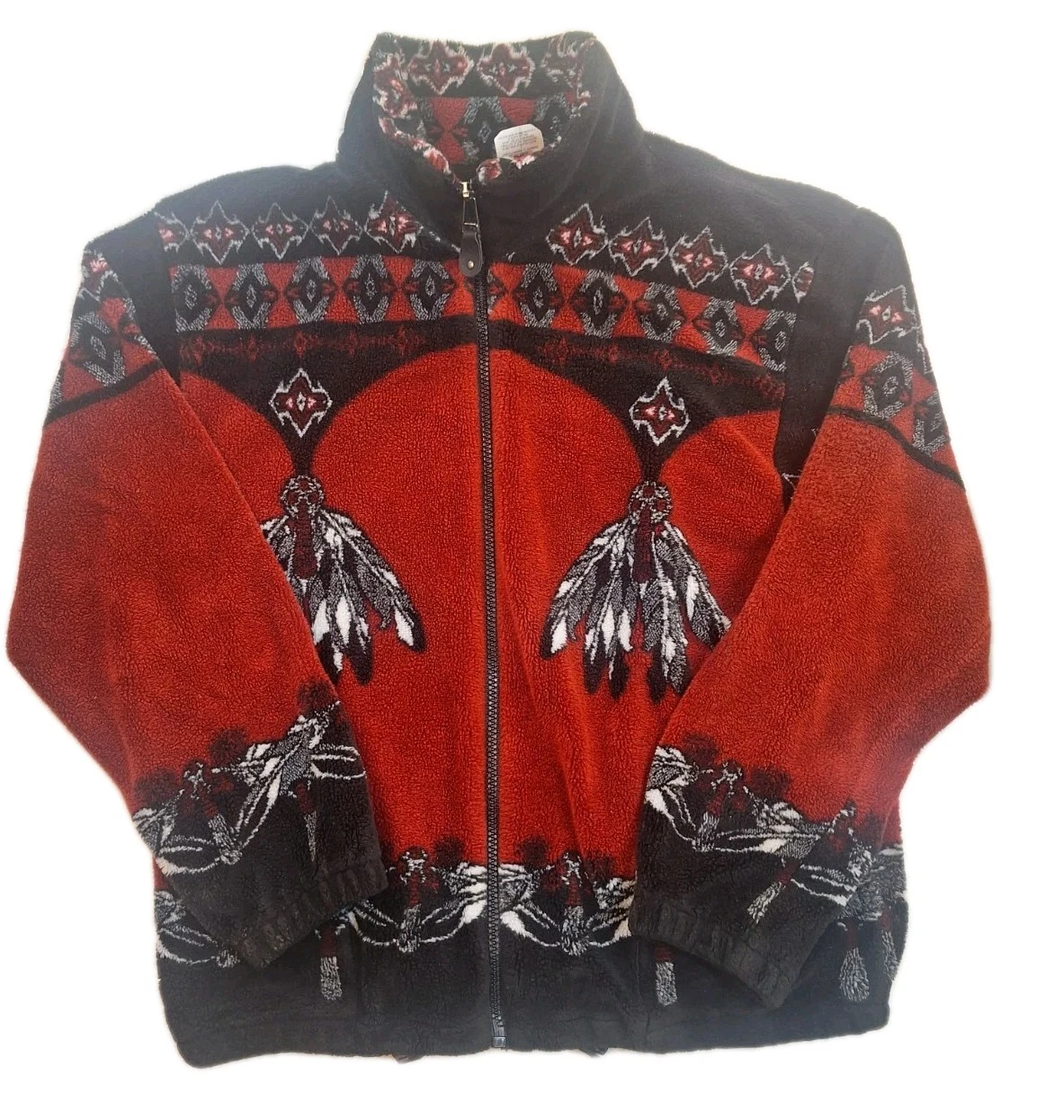 Vintage Milton Funwear Fleece Jacket Large Aztec Southwestern Native Indigenous