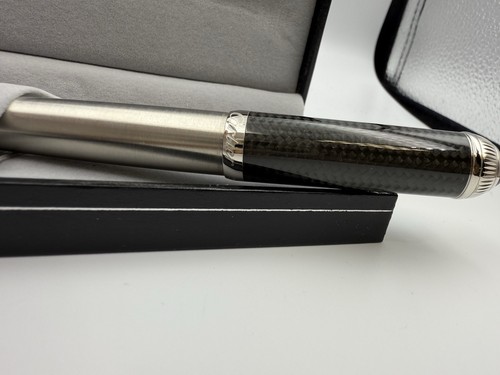 CARTIER LIMITED CARBON CAP PALLADIUM FINISH METAL BODY SILVER OBSIDIAN CABOCHON - Picture 7 of 16