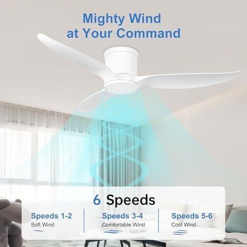 Hbinzar 52 Inch Smart White Ceiling Fan with Light and Remote 52YFT-7083WH-FM - Bild 2 von 5