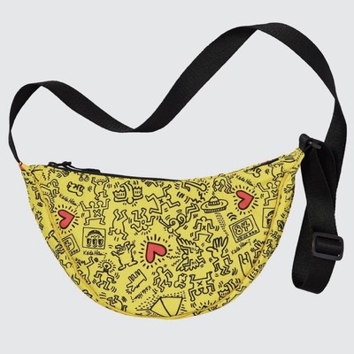 Mini sac à bandoulière offres rond jaune Uniqlo Keith Haring, sans étiquette, neuf avec étiquette