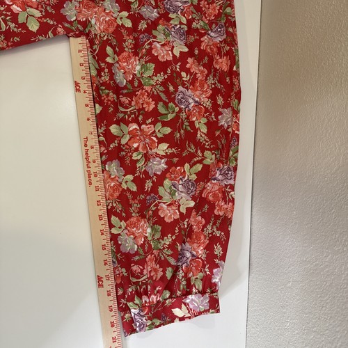 Vtg Laura Ashley Size M Playsuit Jumpsuit Romper Red Floral Cottagecore Crop - Picture 9 of 12