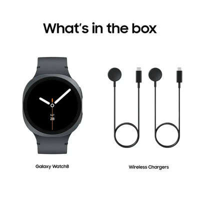 Samsung Galaxy Watch 8 44mm Bluetooth Graphite SM-L330NDAAXAA 2025 w 2 Chargers