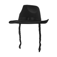 Adult Black Jewish Rabbi Hat With Side Locks Payis Hair Man Costume Fedora 5