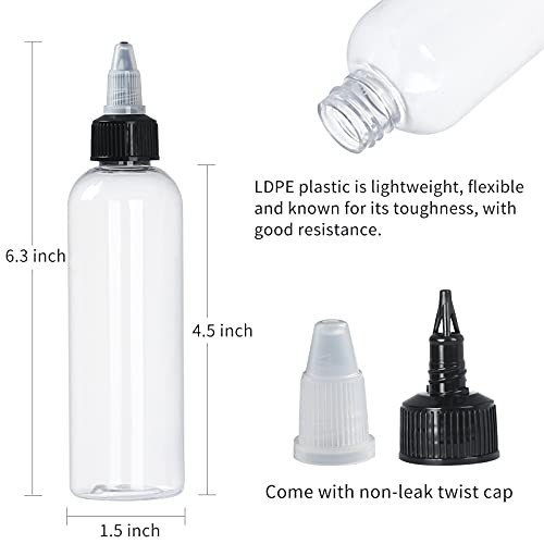 32 Pack 4oz Boston Dispensing Bottles Empty Round LDPE Plastic Squeeze Dropper - Picture 3 of 8