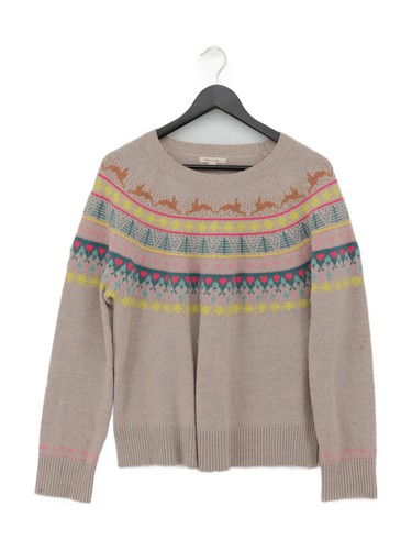 White Stuff Women's Jumper UK 14 Grey Wool with Nylon Crew Neck Pullover