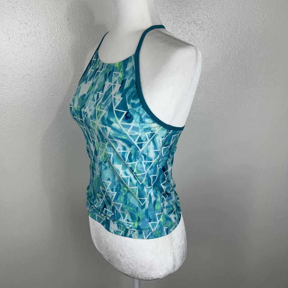 Camiseta sin mangas Speedo Tankini Juvenil 16 Verde Estampado Gráfico Halter Nadar Playa Activa Foto 2 de 4