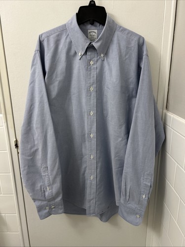 Brooks Brothers Original Poloshirt Herren L Blau Made In USA Oxford Supima L/S