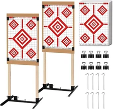 2 Pack Shooting Target Stand with 10pcs 17x25 In Sight in Paper Targets Durable