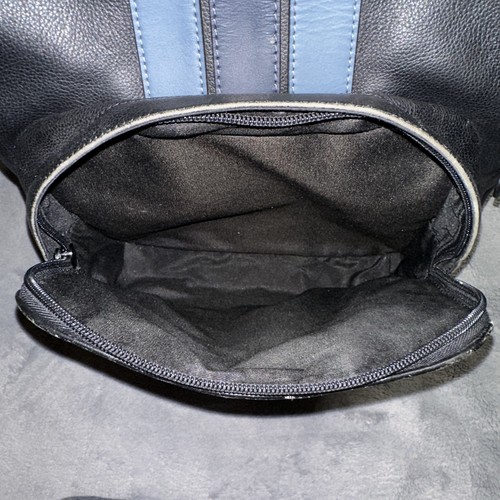 Coach Houston Leder Rucksack Varsity Streifen Moto West schwarz & blau abgenutzt - Bild 17 von 23