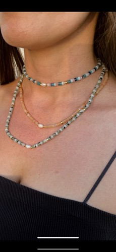 Handmade Beaded Necklace Choker White Jade Amazonite Sodalite Pink Quartz - Picture 7 of 14