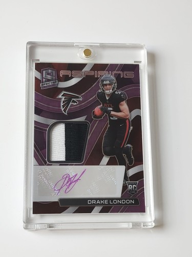 Panini Spectra 2022 Drake London Falcons Rookie RC Patch Auto RPA Purple NFL /30 - Bild 1 von 2
