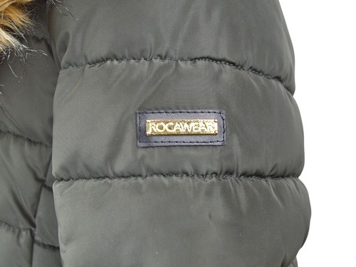 Rocawear Puffer Jacket Womens Large Green Faux Fur Hooded Long Parka Maxi Coat - Bild 4 von 18