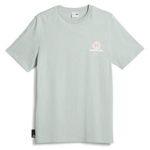 PUMA Swxp Worldwide Graphic Crew Neck Short Sleeve T-Shirt Mens Green Casual Top