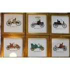 Cars Ceramic Tiles With Pictures of Antique Cars 1896 to 1903 Set of 6