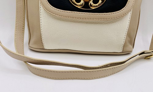 Emma Fox Designer Leather Shoulder Bag Purse Tan and White 9.5” Wx 10” T x 3” D - Picture 4 of 9