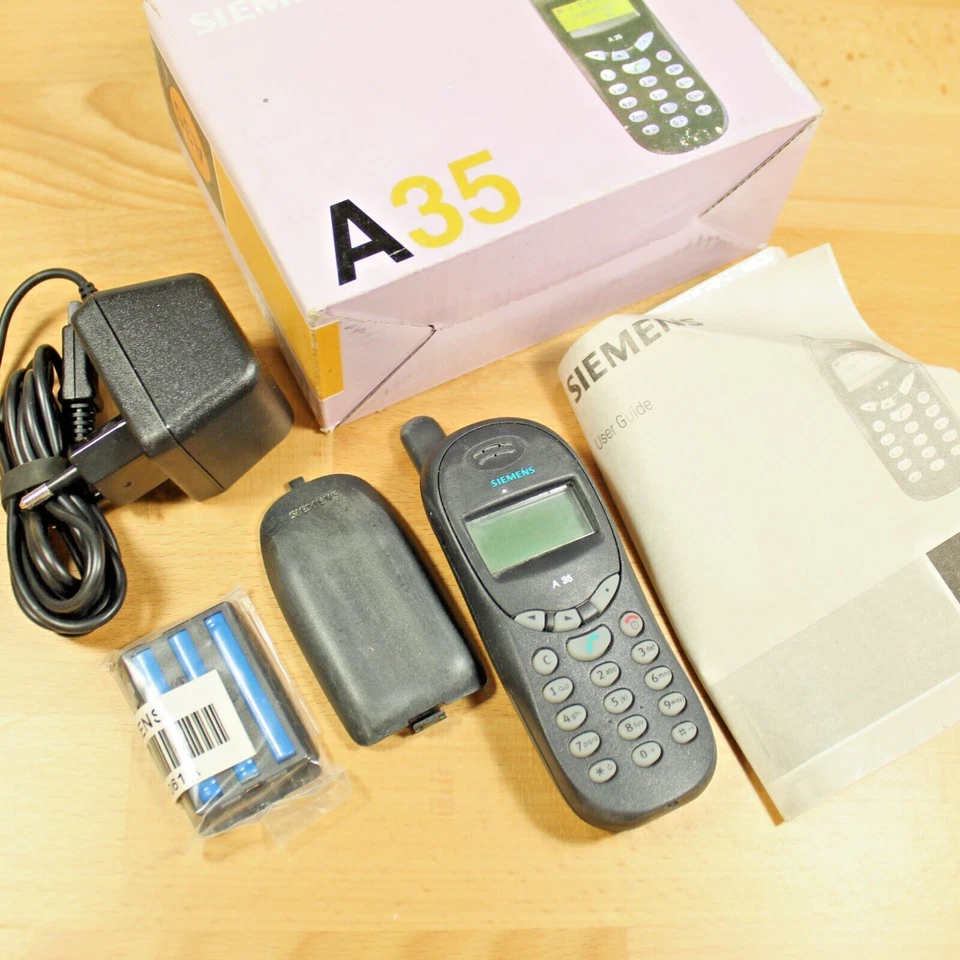 Raro teléfono vintage Siemens A35 negro en caja negro internacional Foto 2 de 4