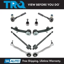 TRQ 10 pc Steering Suspension Kit Control Arms Inner Outer Tie Rods Ball Joints