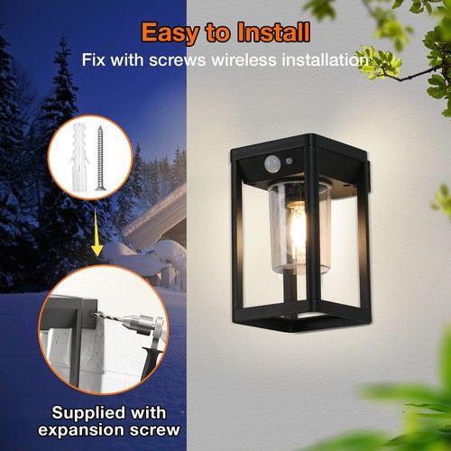 Outdoor Solar Lights,Motion Sensor Outdoor Wall Sconce Lights,Dusk to Dawn E2... - Picture 4 of 7