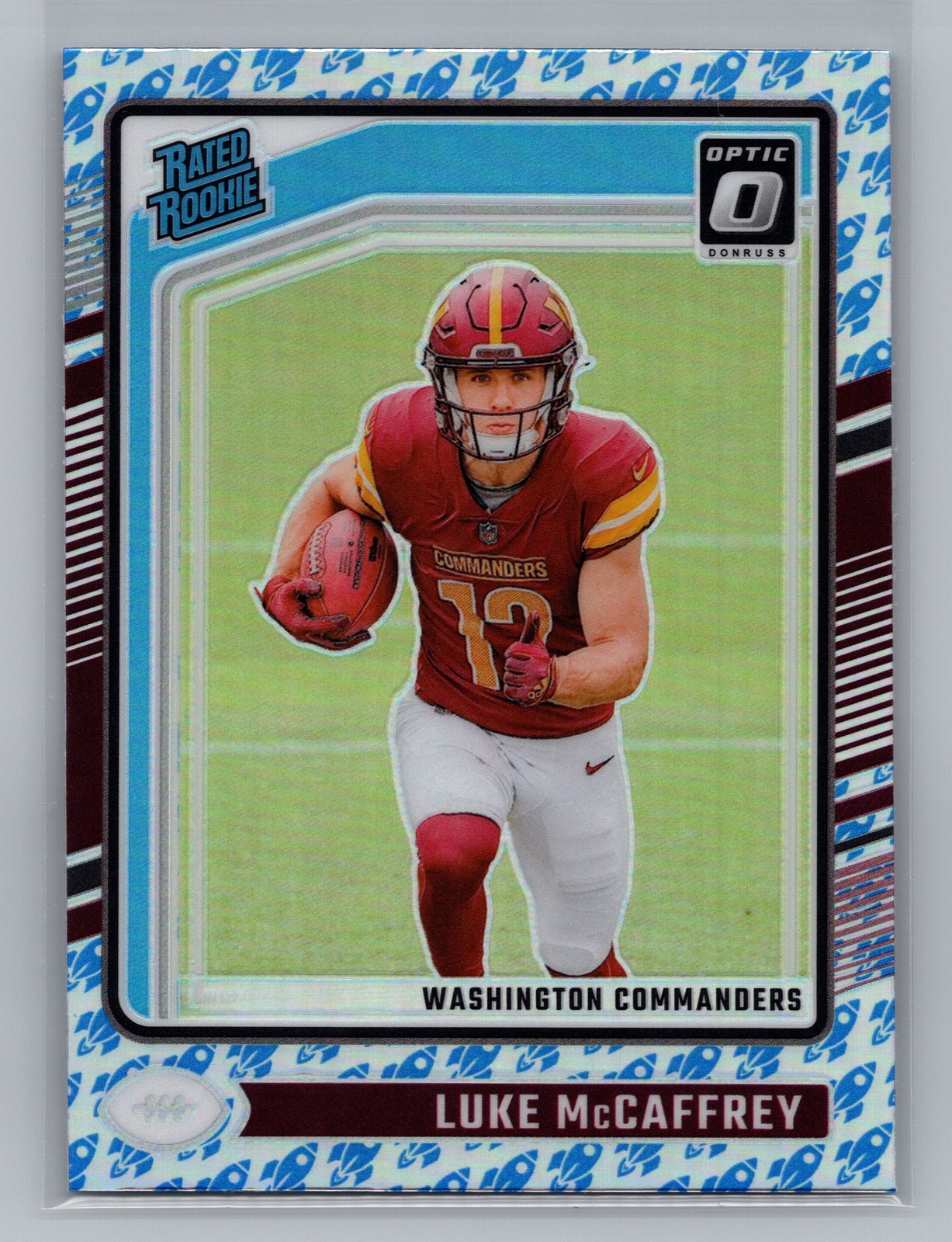 2024 Donruss Optic Luke McCaffrey Washington Rocket Emoji SSP Rated #268 9838