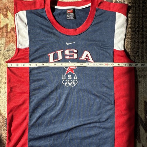 Vintage USA Olympics Warm Up Embroidered Jersey Sleeveless Adult Size Large - Picture 5 of 13
