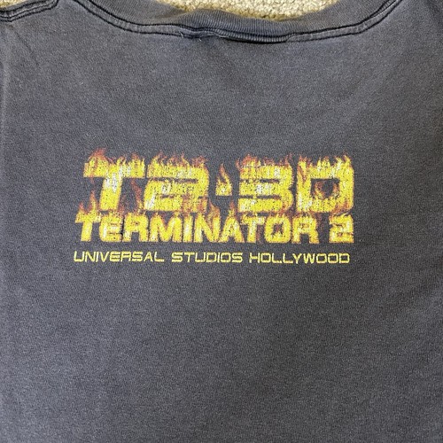 Vintage Terminator Shirt Herren L schwarz Tee Universal Studios T2-3D Skull Flames - Bild 15 von 18