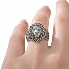 Men’s 925 Sterling Silver Lion Head Ring Handmade Vintage Style Bold Statement