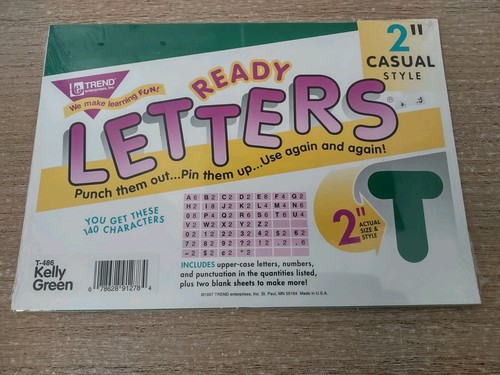 Lot of 2 Trend 2" Ready Letters Casual Style Kelly Green and Silver Sparkle NOS - Picture 2 of 3