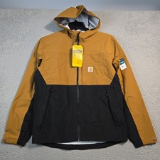 Carhartt Storm Defender Jacket Mens Medium Brown Relaxed Hooded Light Rain NWT B