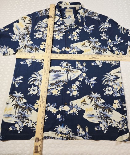 Tommy Bahama Silk Shirt X Large - Perfect Blue Hawaiian 100% Silk - Picture 5 of 6