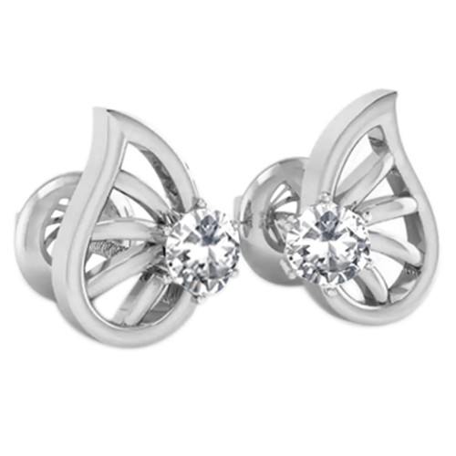 G-H VS2 1.18Ct 5.00mm Natural Diamond Women's Studs In Solid 14KT White Gold - Picture 3 of 4