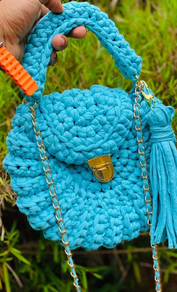 Handmade Women Girls T - Shirt Yarn Crochet Handbags, Shoulder Bag NEW