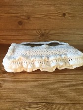 GRANNY CORE Rectangular Crocheted Tissue Box Cover White/Cream Handmade VTG