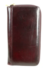 Ricardo Beverly Hills BROWN LEATHER MULTI COMPARTMENTS TRAVEL ORGANIZER WRISTLET