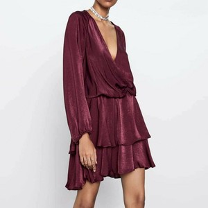 burgundy dress zara