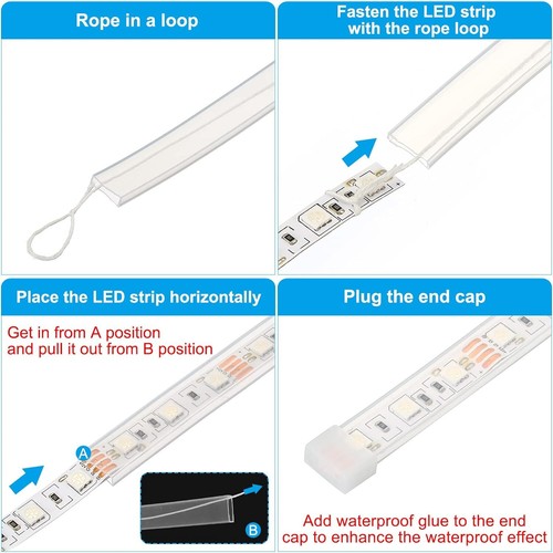 Silicone Tube Sleeve Flexible IP67 Waterproof Protect Cover For 8mm LED Strip - Picture 6 of 23
