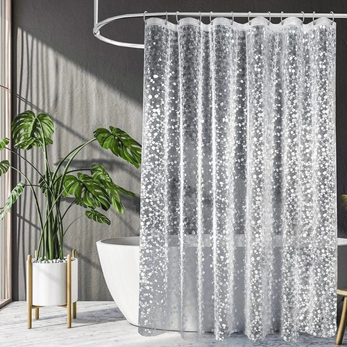 3D Clear Shower Curtain 200 x 180cm Mould Proof Mildew Resistant Bathroom Hooks - Picture 2 of 11