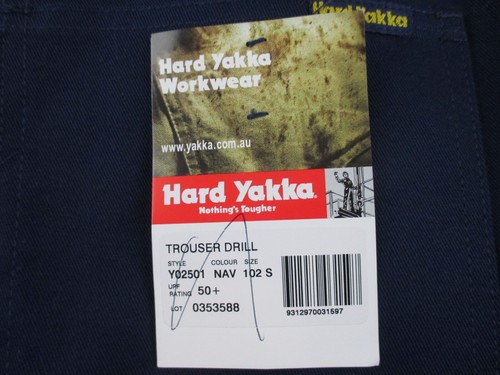 Hard Yakka Work/Tradie Pants/Trousers 102S W38 L31 Cotton Blue Cargo Drill New - Picture 2 of 15